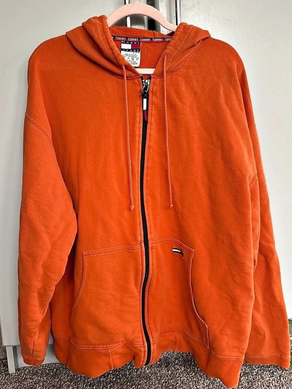 Tommy Jeans Zip-Up Hoodie in Orange Size XL Like New